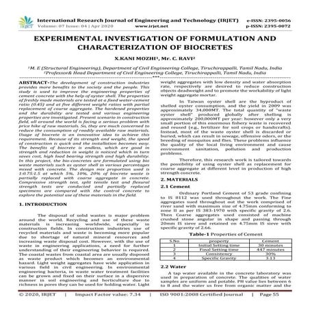 IRJET- Experimental Investigation of Formulation and Characterization ...