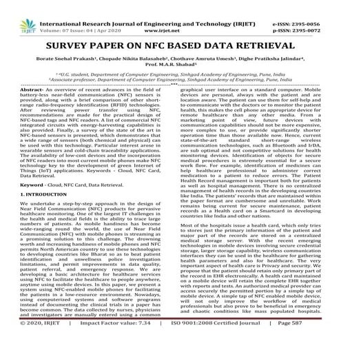IRJET- Survey Paper on NFC based Data Retrieval | PDF