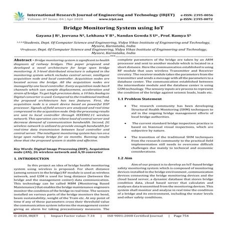 IRJET -  	  Bridge Monitoring System using IoT