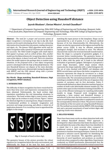 IRJET -  	  Object Detection using Hausdorff Distance