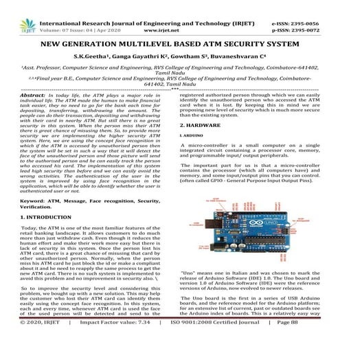 IRJET - New Generation Multilevel based Atm Security System