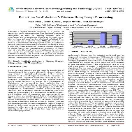 IRJET -  	  Detection for Alzheimer’s Disease using Image Processing