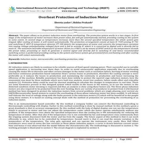 IRJET - Overheat Protection of Induction Motor
