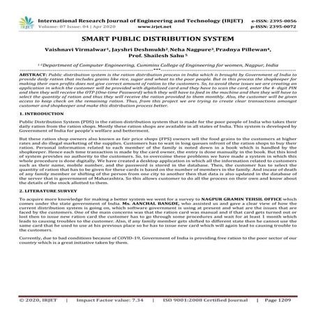 IRJET-Design and Implementation of Ration Distribution System to Stop ...