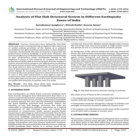 IRJET - Analysis of Flat Slab Structural System in Different Earthquake Zones...