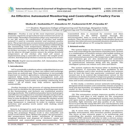 IRJET - An Effective Automated Monitoring and Controlling of Poultry ...