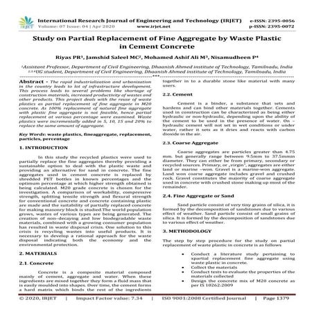 Experimental Study on Partial Replacement of Aggregate with Waste ...