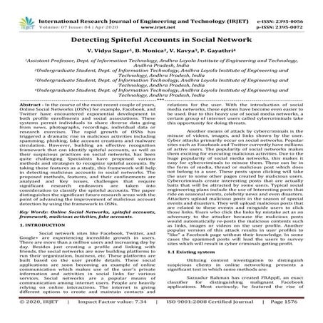 IRJET - Detecting Spiteful Accounts in Social Network