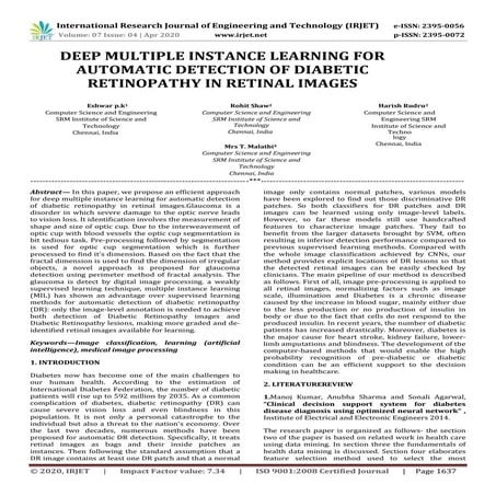 IRJET - Deep Multiple Instance Learning for Automatic Detection of Diabetic R...