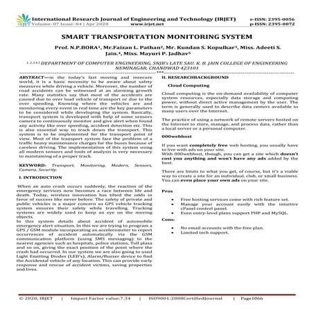 IRJET - Smart Transportation Monitoring System