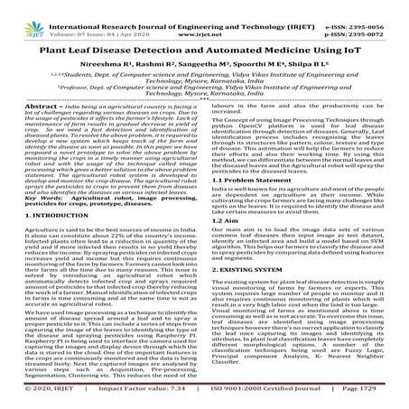 IRJET -  	  Plant Leaf Disease Detection and Automated Medicine using IoT