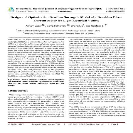 IRJET - Design and Optimization based on Surrogate Model of a Brushless Direc...