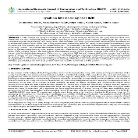 IRJET - Ignition Interlocking Seat Belt