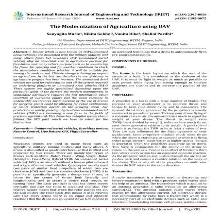 IRJET-  	  The Modernization of Agriculture using UAV
