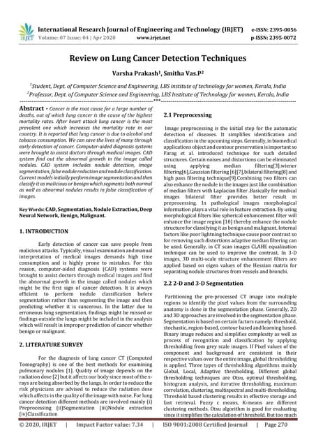 ANALYSIS OF LUNG NODULE DETECTION AND STAGE CLASSIFICATION USING FASTER ...
