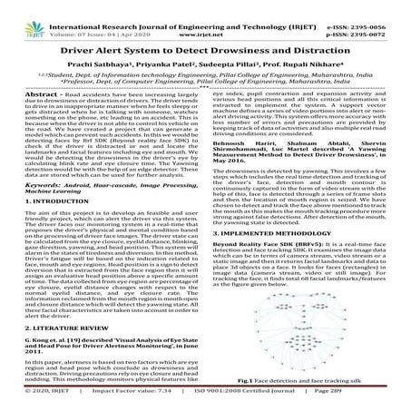 IRJET- Driver Alert System to Detect Drowsiness and Distraction
