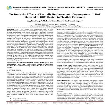 IRJET - To Study the effects of partially replacement of aggregate with RAP M...