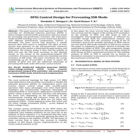IRJET -  	  DFIG Control Design for Preventing SSR Mode