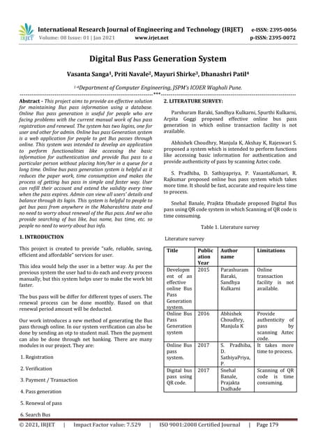 IRJET -  	  Digital Bus Pass Generation System