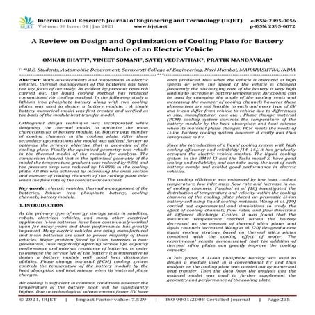 “Optimization of battery Cooling system for electric vehicle using ...