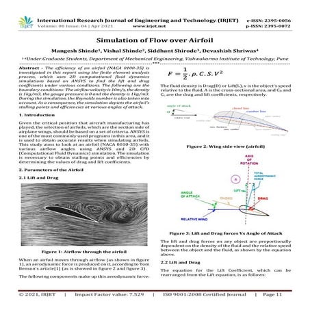 IRJET- Simulation of Flow over Airfoil