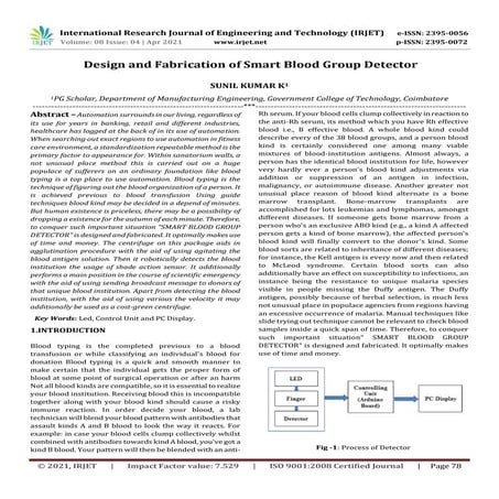 IRJET- Design and Fabrication of Smart Blood Group Detector | PDF