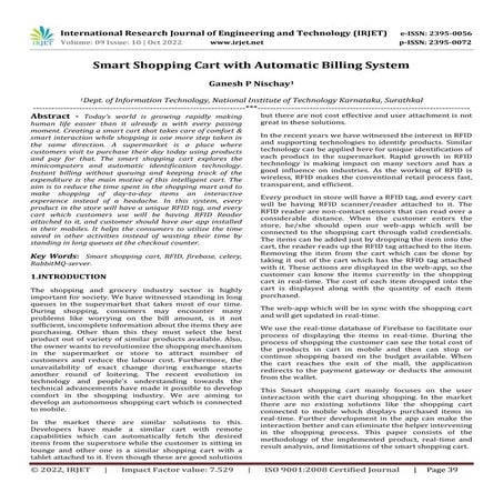 Smart Shopping Cart with Automatic Billing System