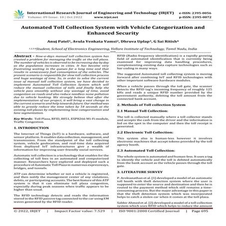 Automated Toll Collection System with Vehicle Categorization and Enhanced Sec...