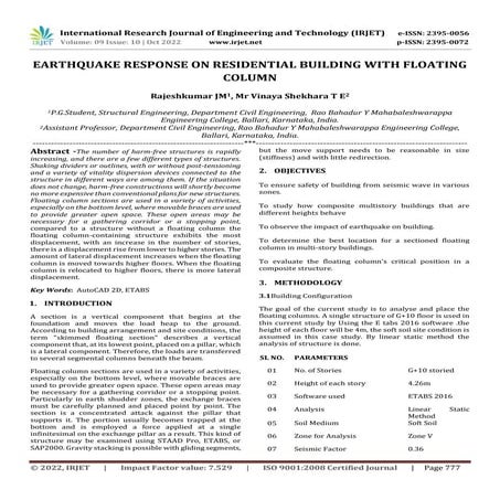 EARTHQUAKE RESPONSE ON RESIDENTIAL BUILDING WITH FLOATING COLUMN