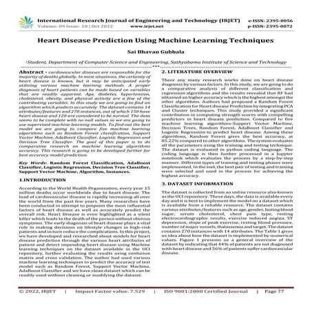 Heart Disease Prediction Using Machine Learning Techniques | PDF
