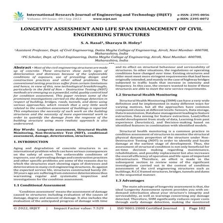 LONGEVITY ASSESSMENT AND LIFE SPAN ENHANCEMENT OF CIVIL ENGINEERING STRUCTURES