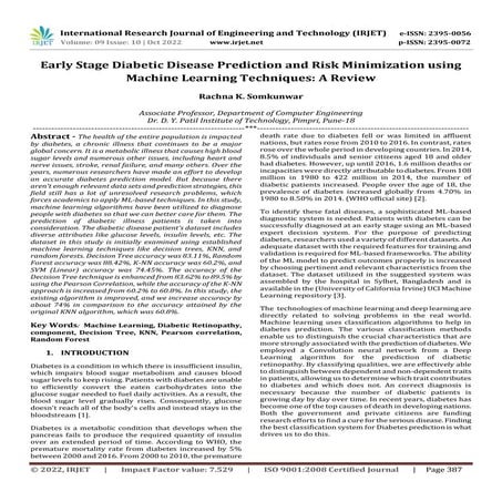 Early Stage Diabetic Disease Prediction and Risk Minimization using Machine L...