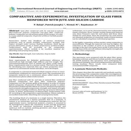 COMPARATIVE AND EXPERIMENTAL INVESTIGATION OF GLASS FIBER REINFORCED WITH JUT...