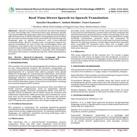 Real Time Direct Speech-to-Speech Translation