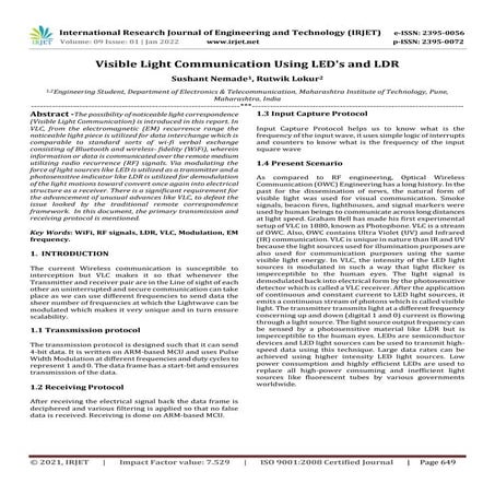 Visible Light Communication Using LED's and LDR