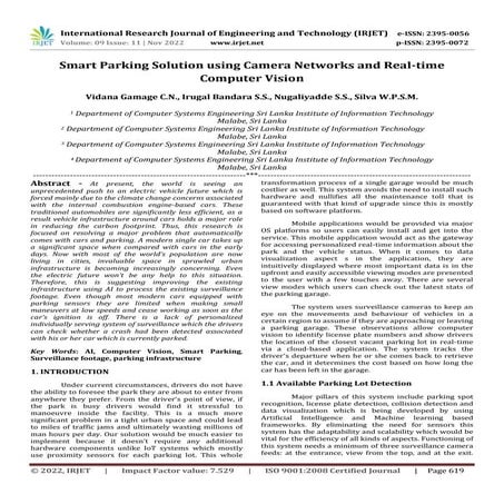 Smart Parking Solution using Camera Networks and Real-time Computer Vision