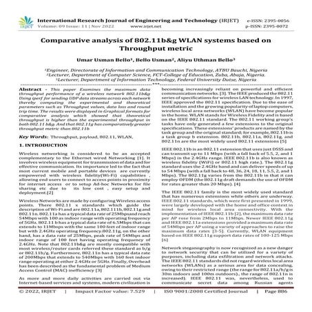 Comparative analysis of 802.11b&g WLAN systems based on Throughput metric