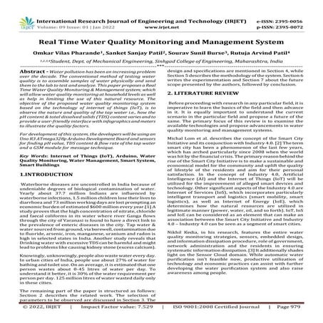 Real Time Water Quality Monitoring and Management System | PDF