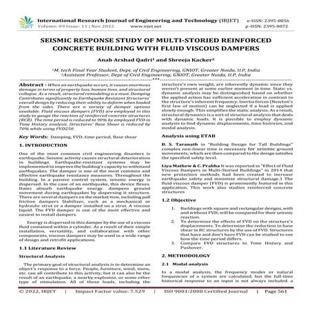 Seismic Analysis of Reinforced Concrete Building Using Fluid Viscous ...
