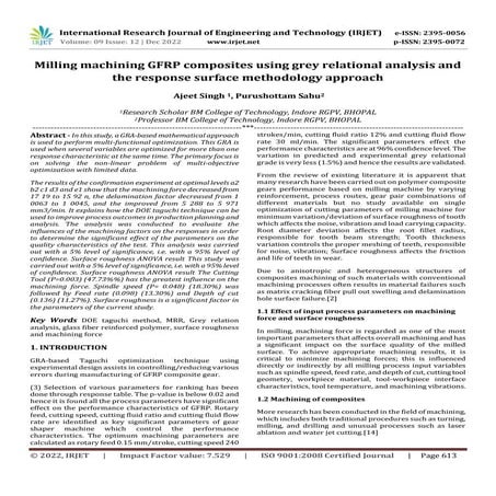 Milling machining GFRP composites using grey relational analysis and the resp...
