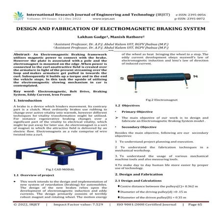 DESIGN AND FABRICATION OF ELECTROMAGNETIC BRAKING SYSTEM