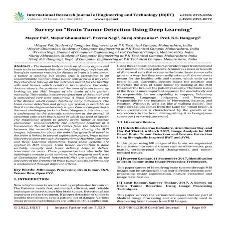 Survey on “Brain Tumor Detection Using Deep Learning