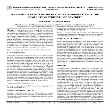 A REVIEW ON EFFECT OF FRESH CONCRETE PROPERTIES ON THE COMPRESSIVE STRENGTH O...