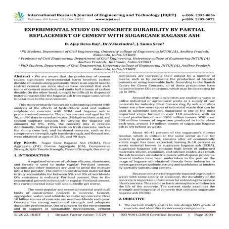 EXPERIMENTAL STUDY ON CONCRETE DURABILITY BY PARTIAL REPLACEMENT OF ...