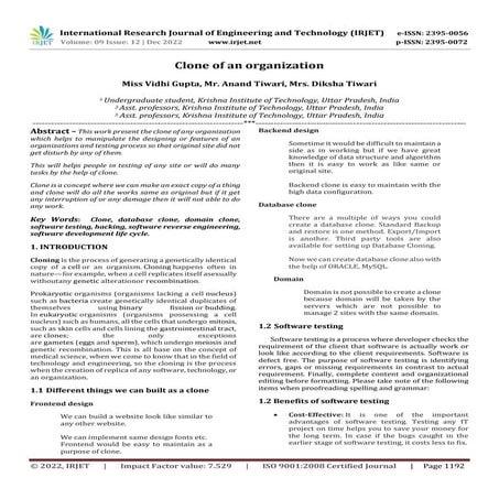 Clone of an organization | PDF