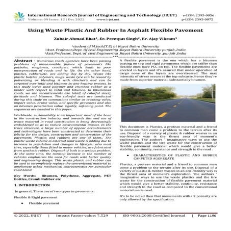 Using Waste Plastic And Rubber In Asphalt Flexible Pavement