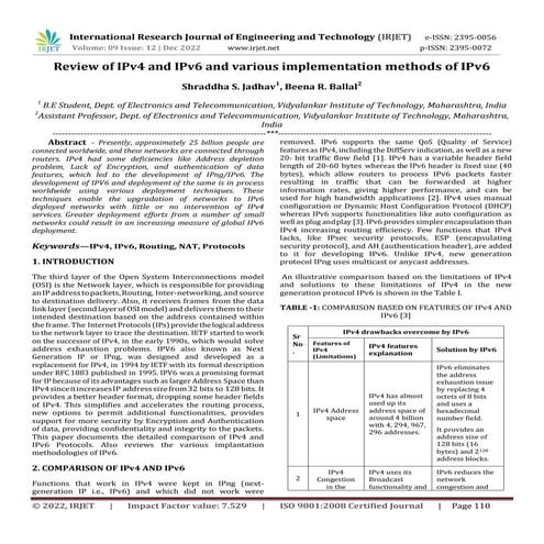Review of IPv4 and IPv6 and various implementation methods of IPv6