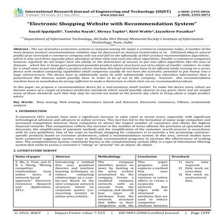 “Electronic Shopping Website with Recommendation System”