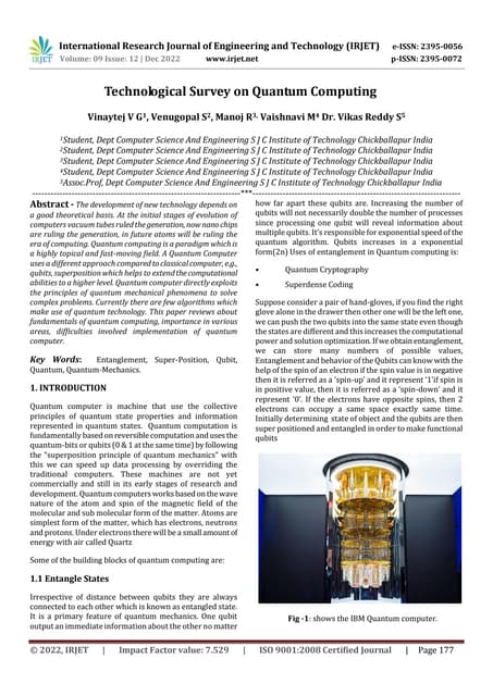 Technological Survey on Quantum Computing