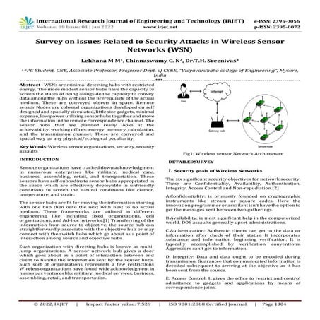 Survey on Issues Related to Security Attacks in Wireless Sensor Networks (WSN)